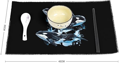 Miniatura 2 de Killer Whale Orca Whale Family Jumps Placemats Set of 6 Resistant Table Mats Washable Place Mats for Dinner Party Table Decoration