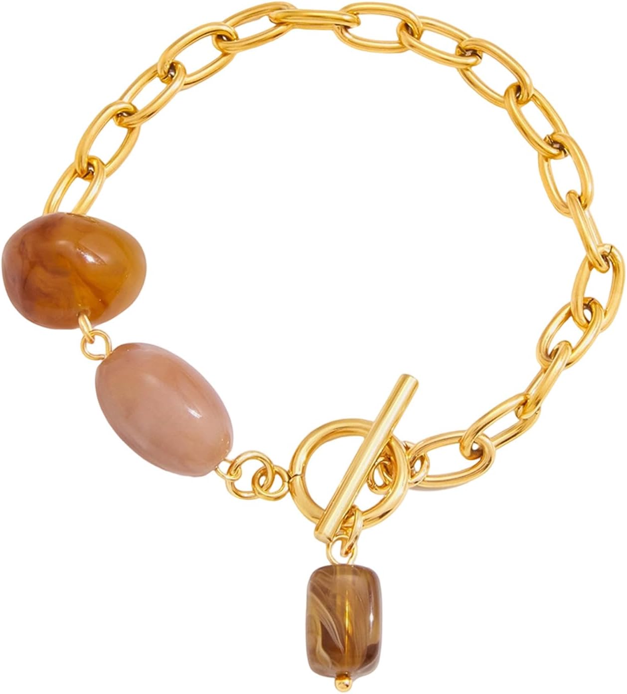 Stylish Pattern Mixing Resin Colors with Stainless Steel Everyday Jewelry Colorful Resin Stainless Steel
