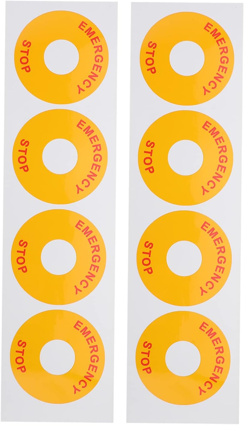 1set Emergency Stop Indicator Decal Warning Sticker for Equipment Safety Easy to Apply for Warehouse Office Gym and Community Use 8pcs