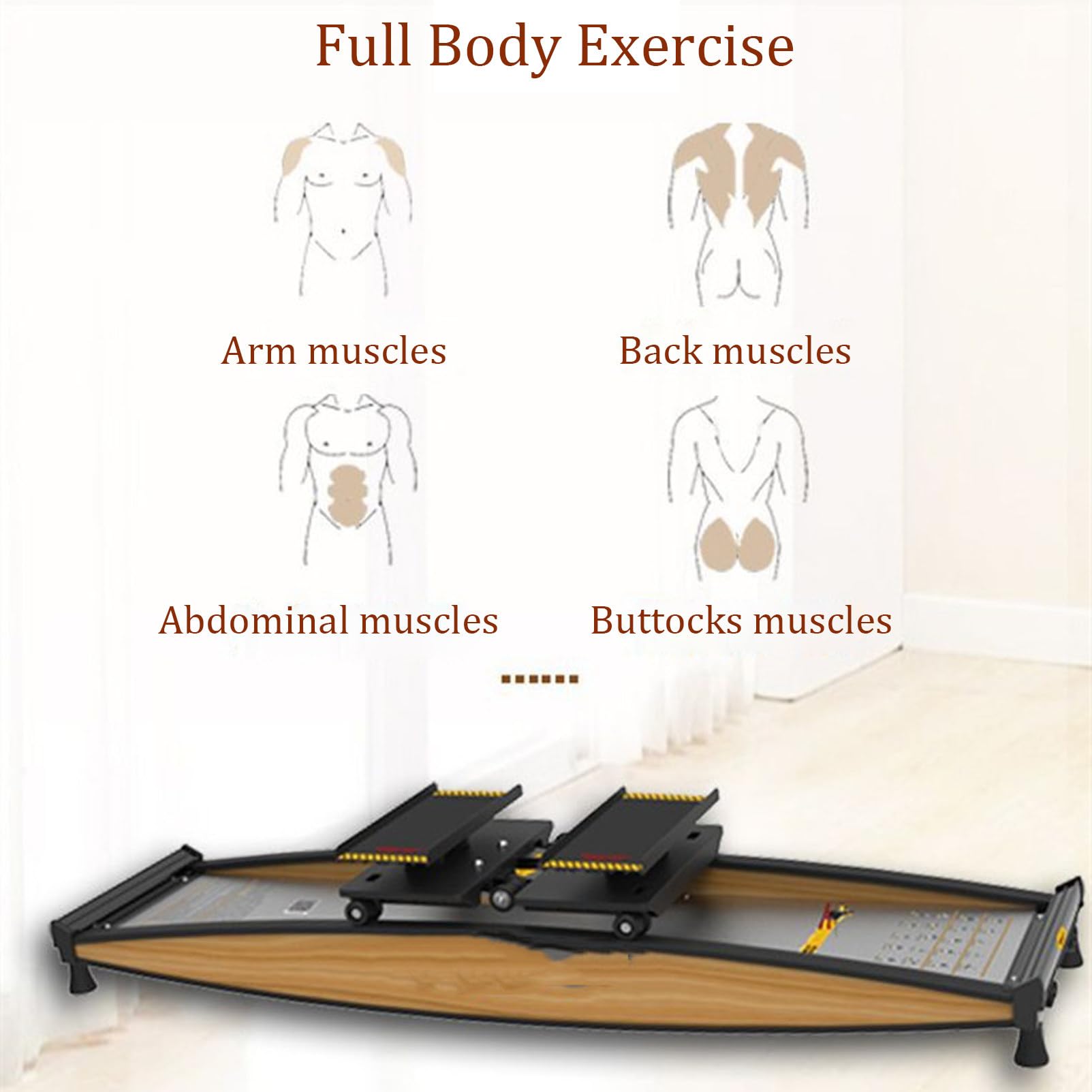 Machine de Ski simulée en intérieur, Ensemble d'outils d'entraînement de Force et d'équilibre, avec Canne de Marche, résistance Librement réglable de 0 à 100 kg