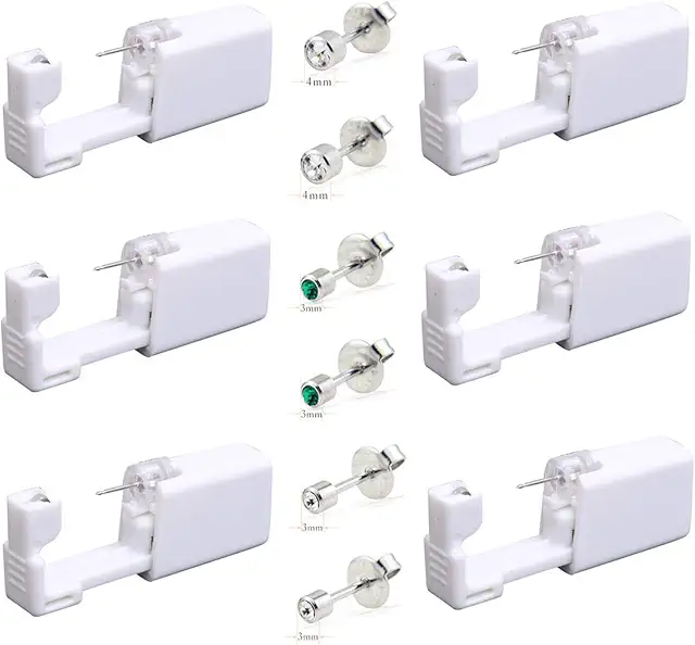 6-Piece Disposable Ear Piercing Gun Kit with Studs for Pain-Free Piercing