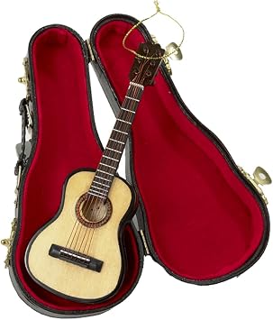Kurt Adler Wood Pearlized Guitar Christmas Ornament