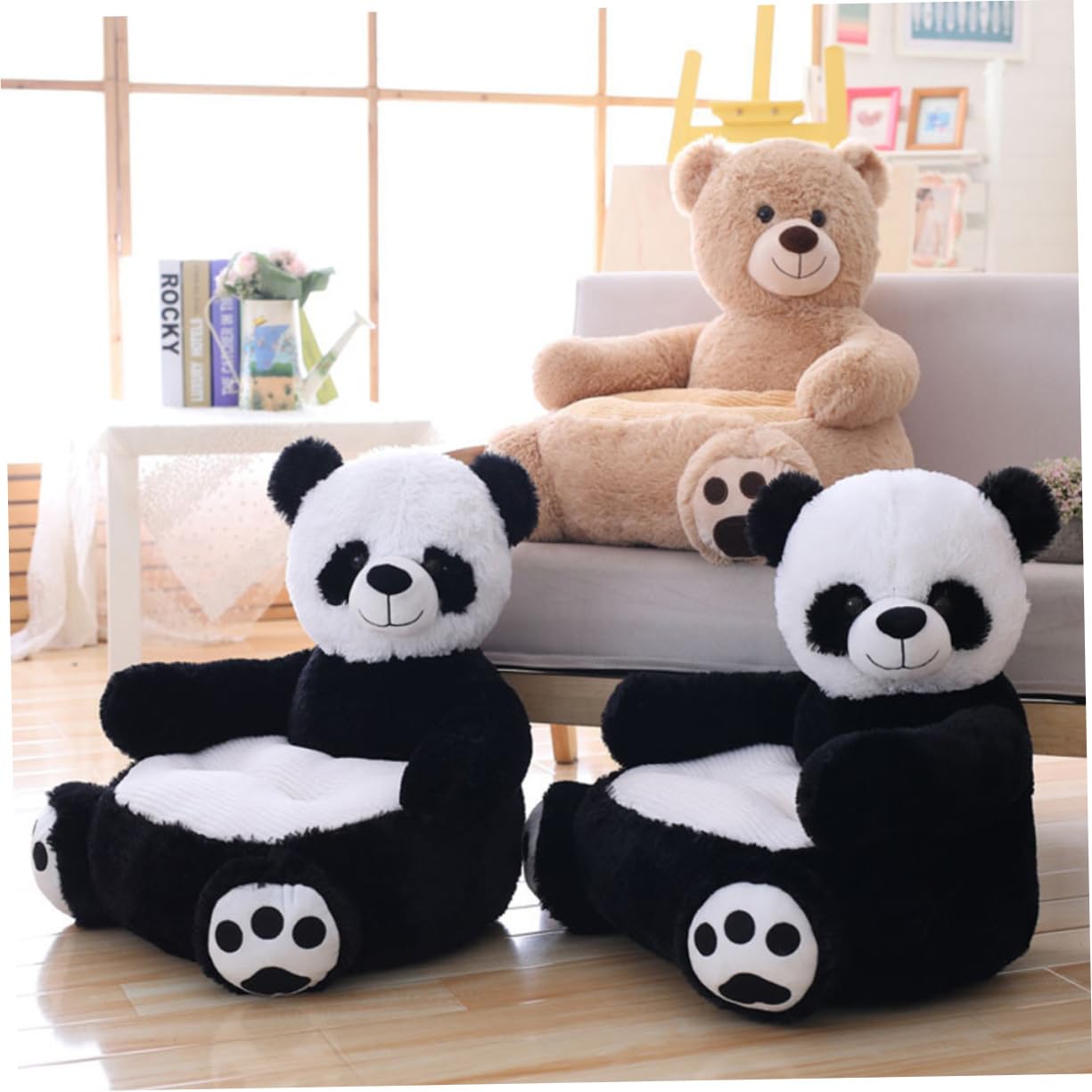 Cartoon Panda Sofa Soft Cushion Seat for Boy Girl Multifunctional Design for Sitting Eating Playing for Nurseries Playrooms Living Rooms
