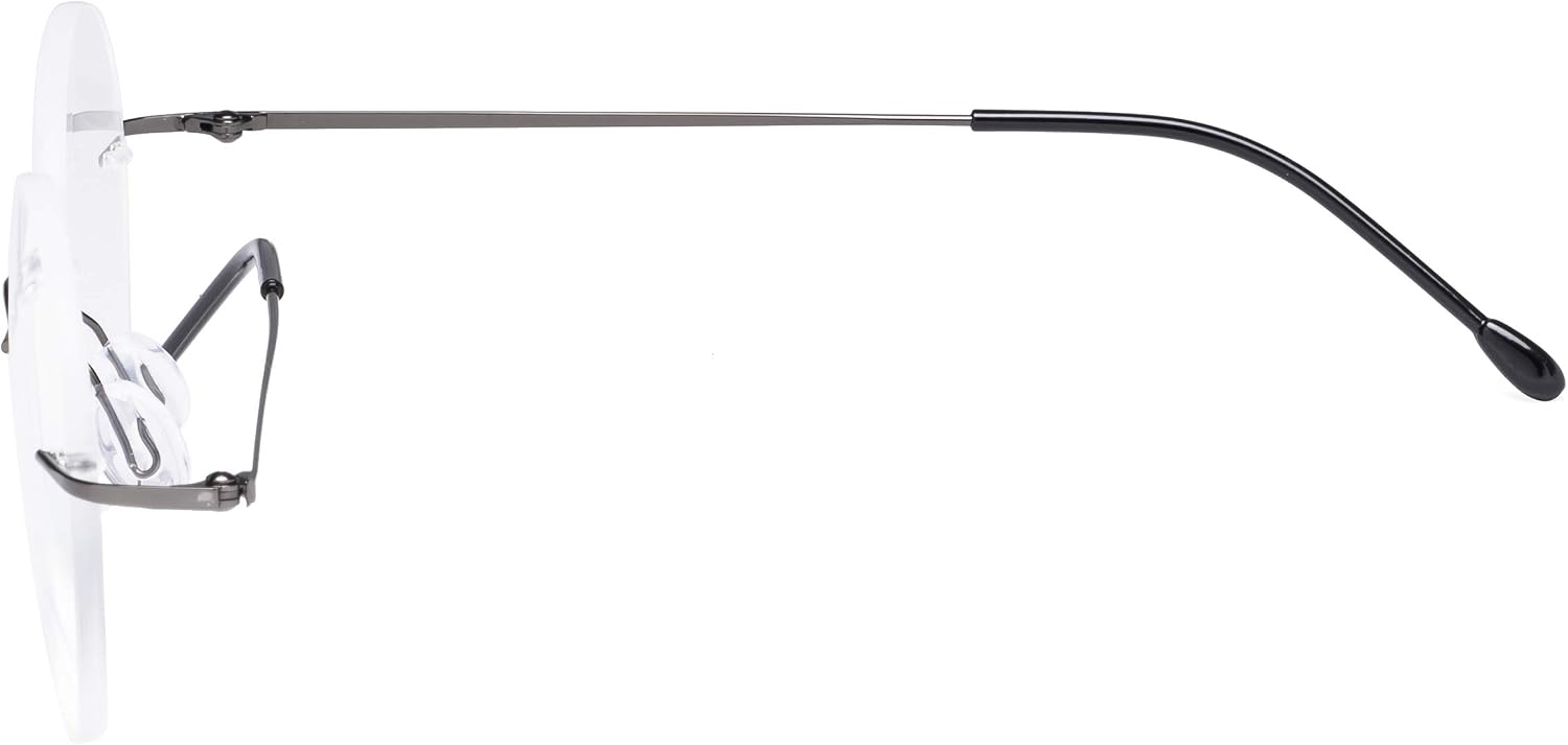 CessBlu Rimless Reading Glasses Round Readers for Men Women (Gunmetal) +0.0 - Image 4
