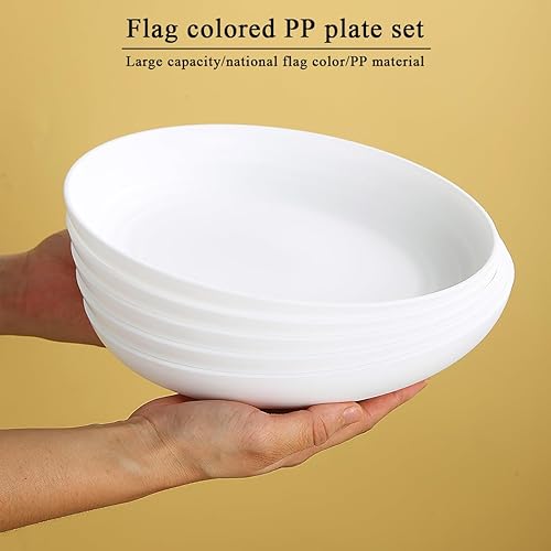 Miniatura 3 de Berglander Juego de 12 platos de plástico blanco de 9 pulgadas, reutilizables y resistentes, irrompibles, platos para ensalada, cuencos para pasta,