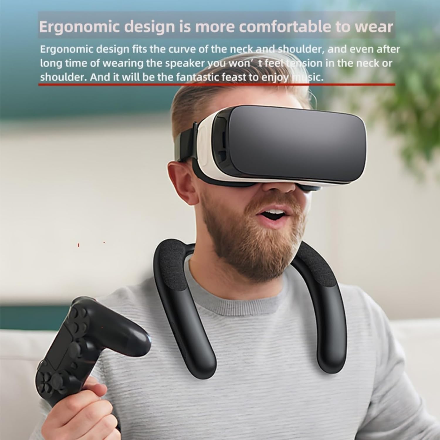 Neck Speakers, Bluetooth 5.3 Neckband Speakers, 3D Stereo Surround Sound, Built-in Mic, 5 oz, Black - Image 5