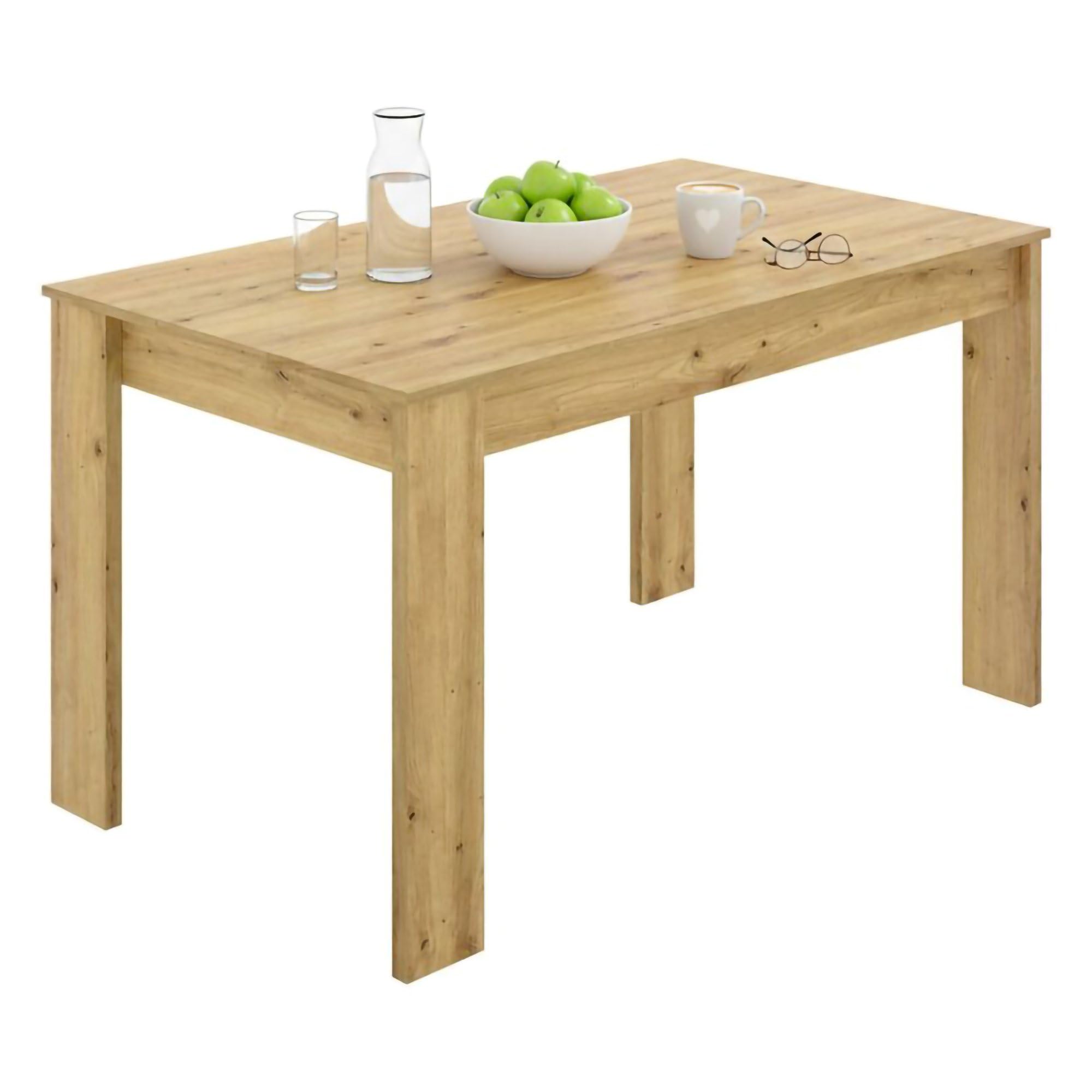 Dmora - Tavolo fisso Censo, Ripiano da pranzo multiuso, Tavolo rettangolare da cucina o sala da pranzo, 139x81h77 cm, Rovere Nodi