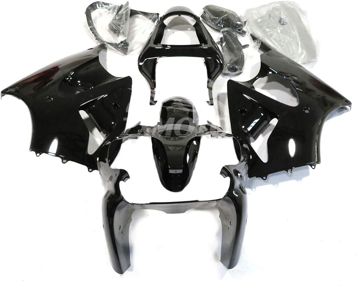 Glossy Black ABS Plastic Fairings Kit Compatible with Kawasaki Ninja ZX6R 636 ZX600J 2000 2001 2002, Fits for ZZR600 2005 2006 2007 2008,ZX6R Bodywork