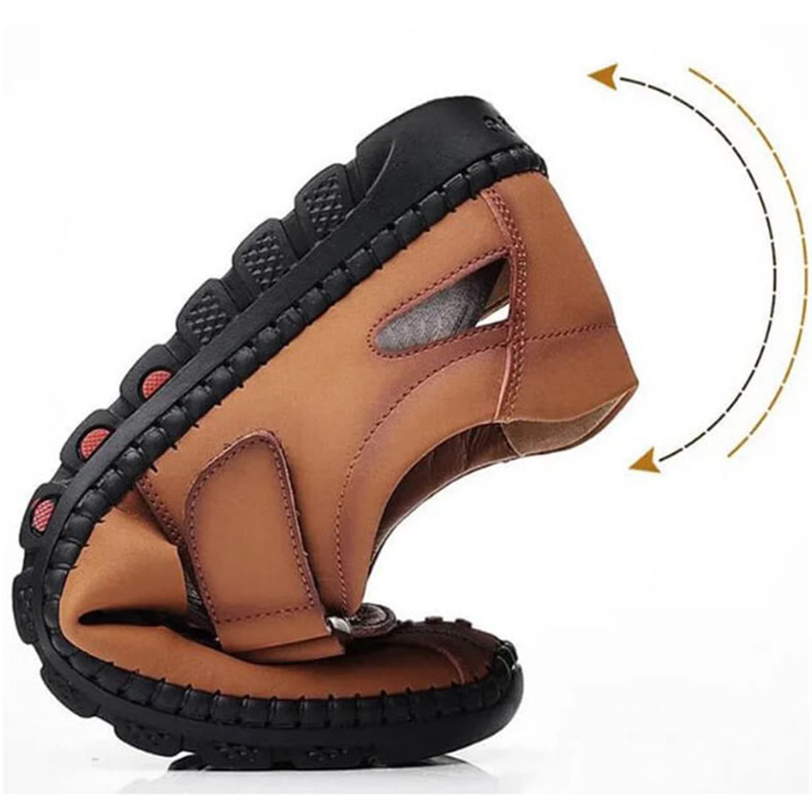 Sandalias Huecas de Cuero Elegantes, Zapatillas para Hombre, Chanclas, Sandalias de Playa de Cuero con Punta Cerrada para Hombre