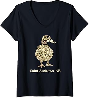 Womens Saint Andrews New Brunswick Native Mallard Duck Birdwatching V-Neck T-Shirt