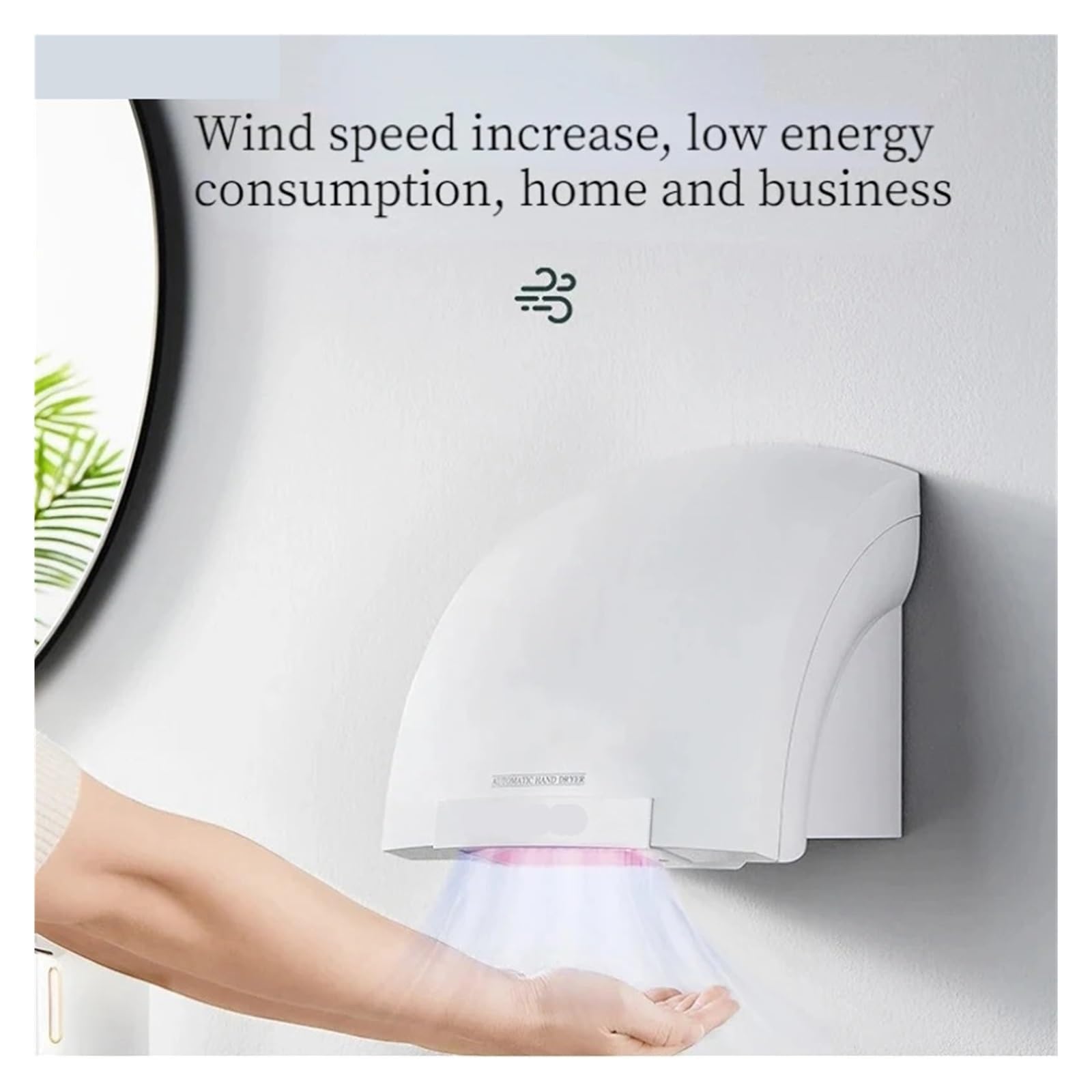 Para cocina, baño y aseo Secador de manos automático, inducción inteligente, Sensor de alta velocidad, baja potencia, máquina de secado de manos for pared, inodoro comercial for el hogar(Hot and Cold