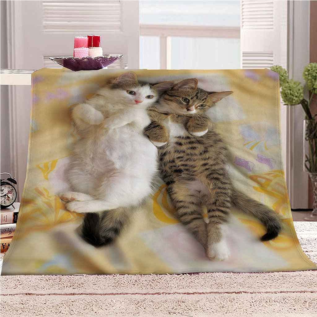 Couverture polaire chat anti-peluche douce en flanelle pour peaux sensibles