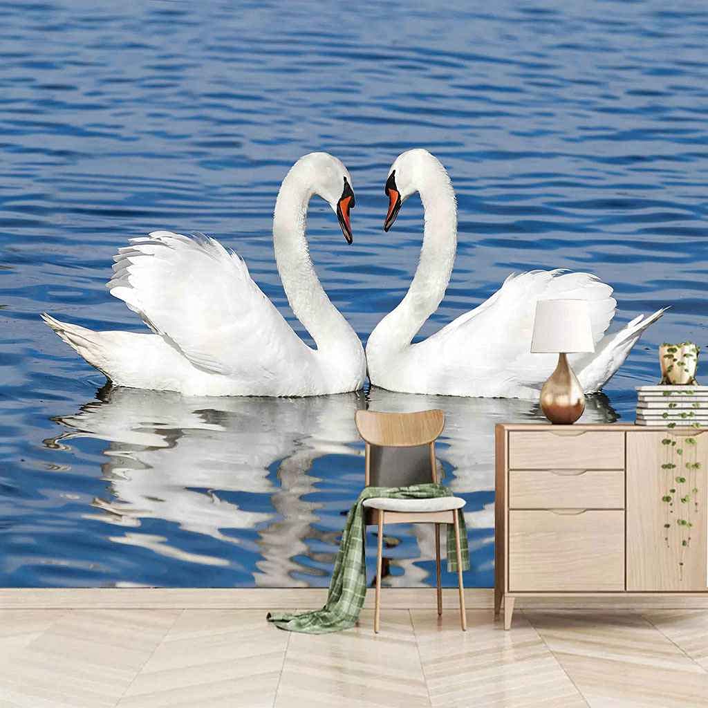 Papier Peint Photo Cygne Blanc pour Transformer un Salon Moderne