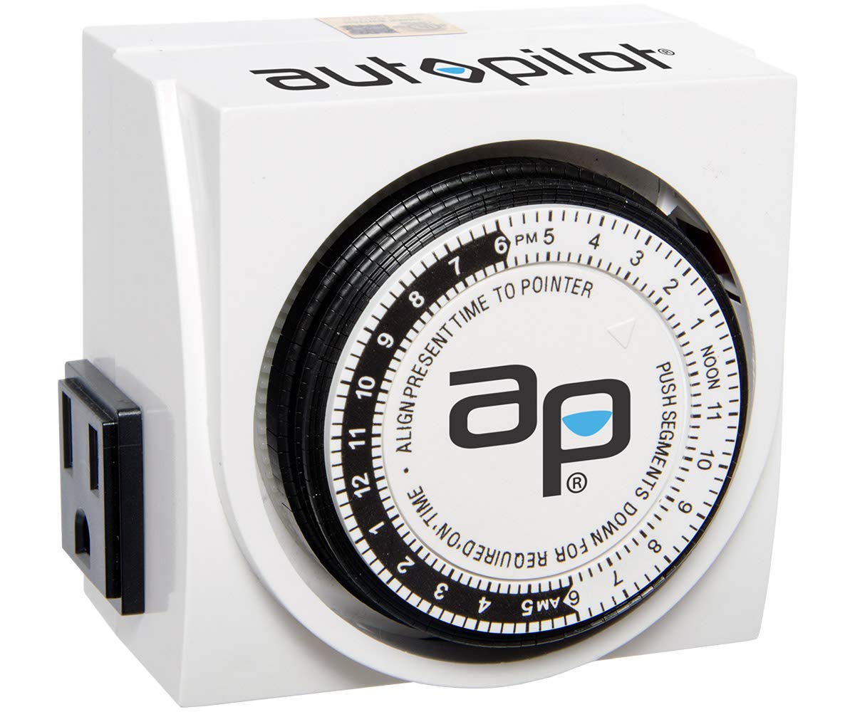 Autopilot Analog, UL-Listed Hydrofarm TM01015D Dual Outlet Grounded Timer, White