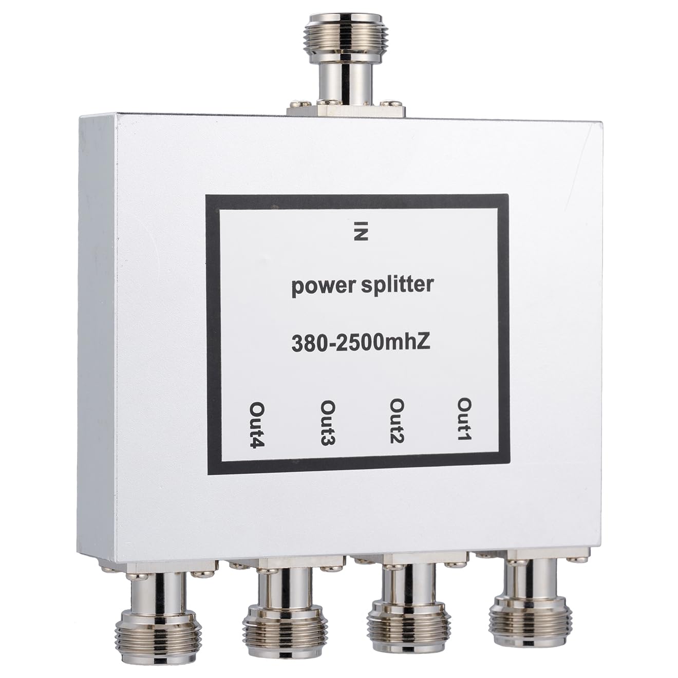4 Way Signal Splitter with N Female Connector 50 Ohm Power Splitter 380MHz-2500MHz Cable Signal Splitter 1 Input 4 Output for Antenna Cable