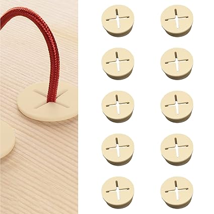 Morobor Flexible Rubber Cable Cord Grommet, 12pcs 25mm Rubber Grommets Desk Cable Hole Cover Rubber Wire Organizer for Office Home Computer Desk (Yellow)