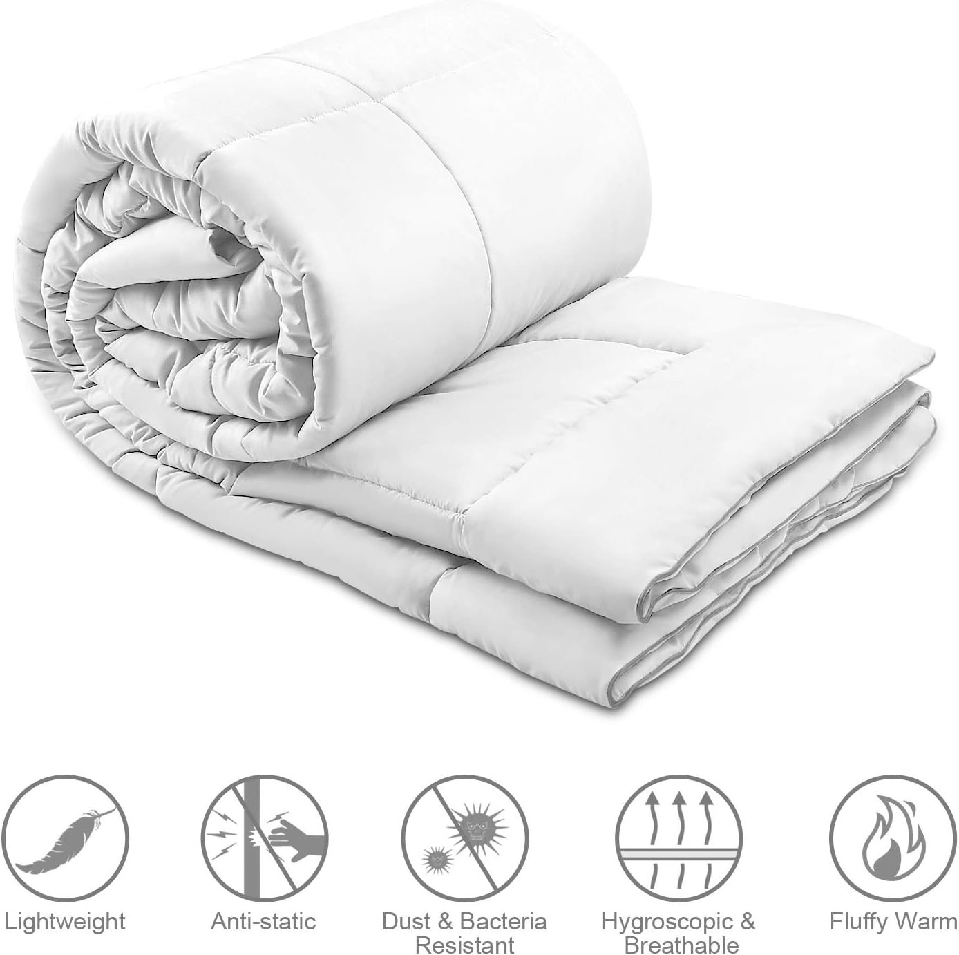 TECHTIC Comforter Duvet Insert King Size, Plush White Comforter Down…