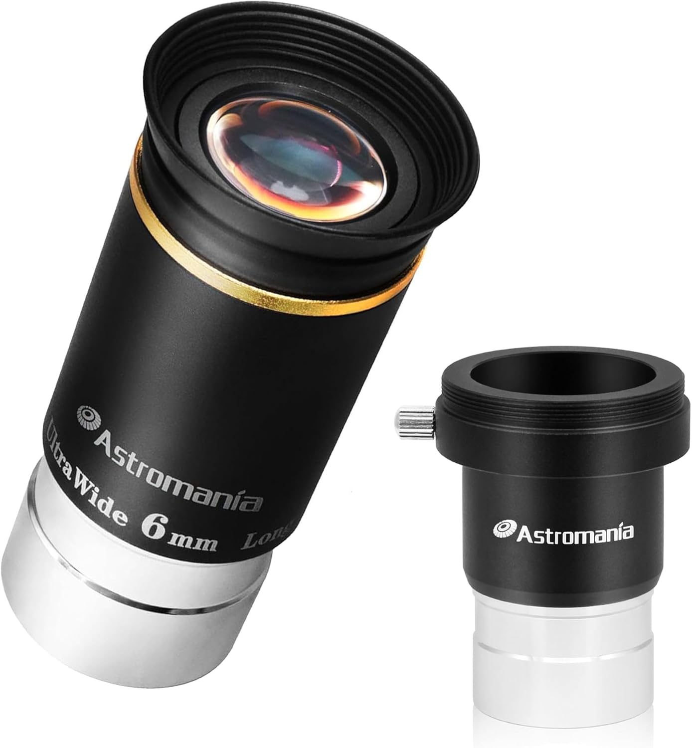 Astromania 1.25 Inch Universal T-Adapter - Bundle with - 66 Degree Ultra Wide Angle Eyepiece 6mm