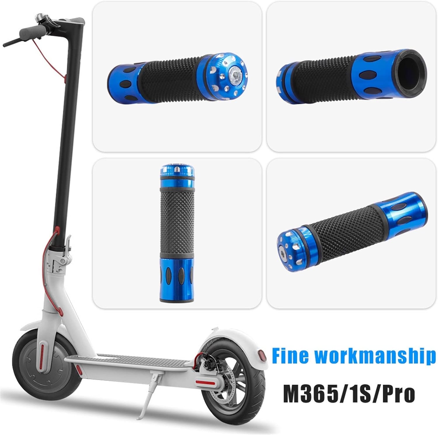 1 Pairs Bar Protective Case Aluminum Soft Rubber Handle Fit for Xiaomi Fit for M365 1S PRO Electric Scooter Anti-Slip Handlebar Cover Grips (Color : 1pairs black)