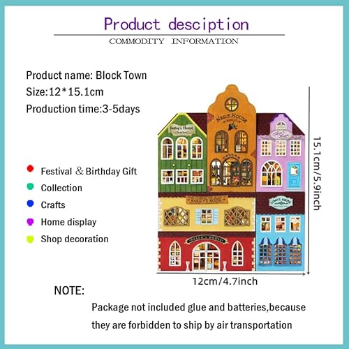 Wyd Diy Miniature Dollhouse Furniture Kit English Vintage Miniature Dollhouse 6Pcs Set With Led Lights Creative Room Mother's Day Gift-6Pcs #TOP1