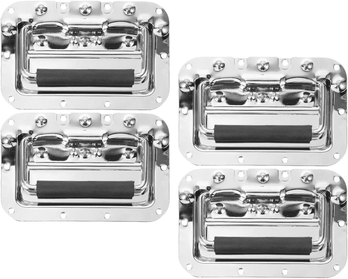 4pcs Electroplated Alloy Flight Case Handles Recessed Tool Box Pull Handles Hidden Drawer Pulls for Industrial Cabinets and Tool Chests