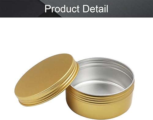 Miniatura 4 de Othmro Latas redondas de aluminio con tapa de rosca de metal de 5.1 fl oz5 onzas, 3.268 x 1.496 in (D* H) contenedores de aluminio de color dorado