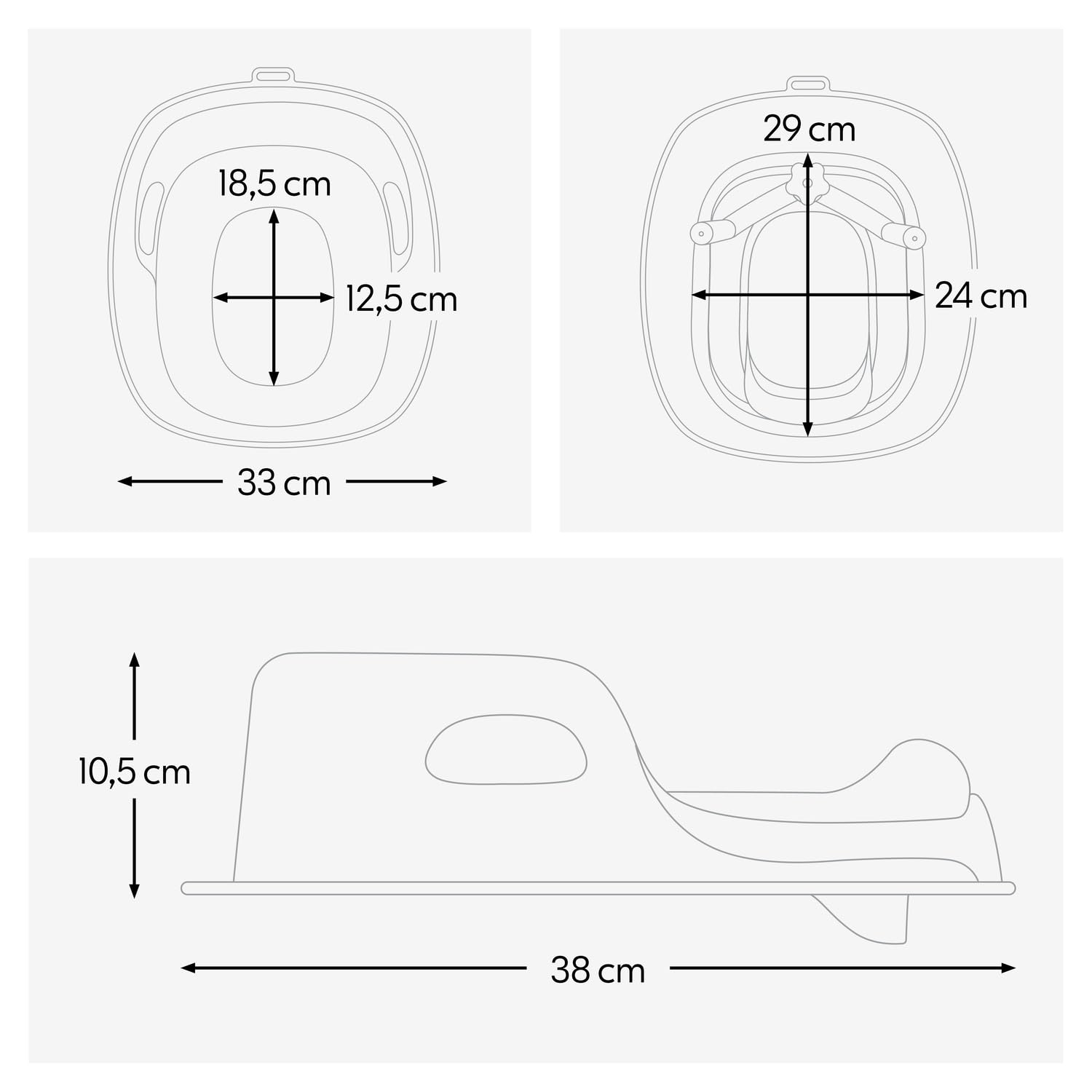 hauck Toilet Baby Seat, Grau - Universeller Toilettensitz für Kinder ab 18 Monaten, Einfache Befestigung an der Toilettenbrille, WC Aufsatz Einfach Abwischbar