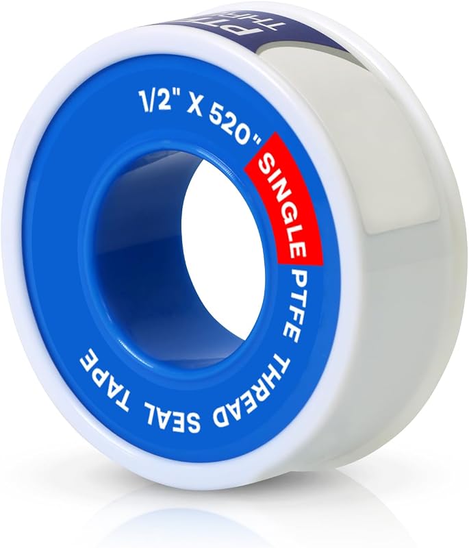 Supply Giant Plumbers Cinta de PTFE de 1/2" W x 520" L Cinta de rosca de tubería, cinta selladora de rosca de alta densidad, cinta de plomería con sello de agua para cabezal de ducha, tuberías, líneas de gas, prevención de fugas