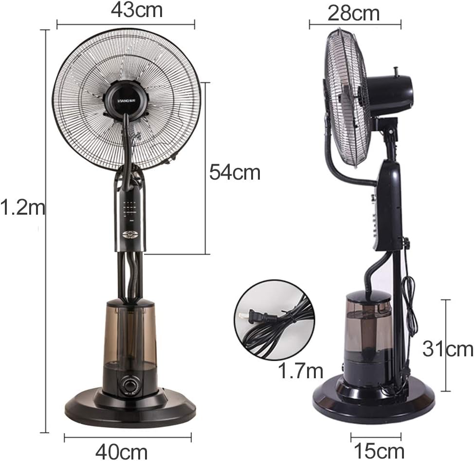 Misting Fan Oscillating Fan Misting with 3 Cooling Speeds, Oscillated Pedestal Fans Copper Motor Standing Fan for Industrial, Commercial, Residential,Greenhouse Outd