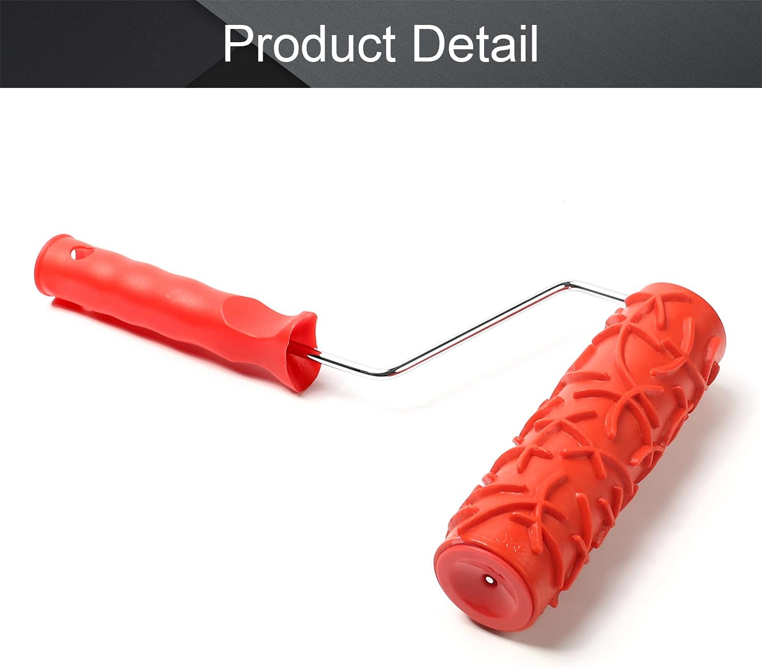 Utoolmart 7" Home Wall Rubber Paint Roller 175mm Wooden Grain Painting Roller with Plastic Handle 1Pcs