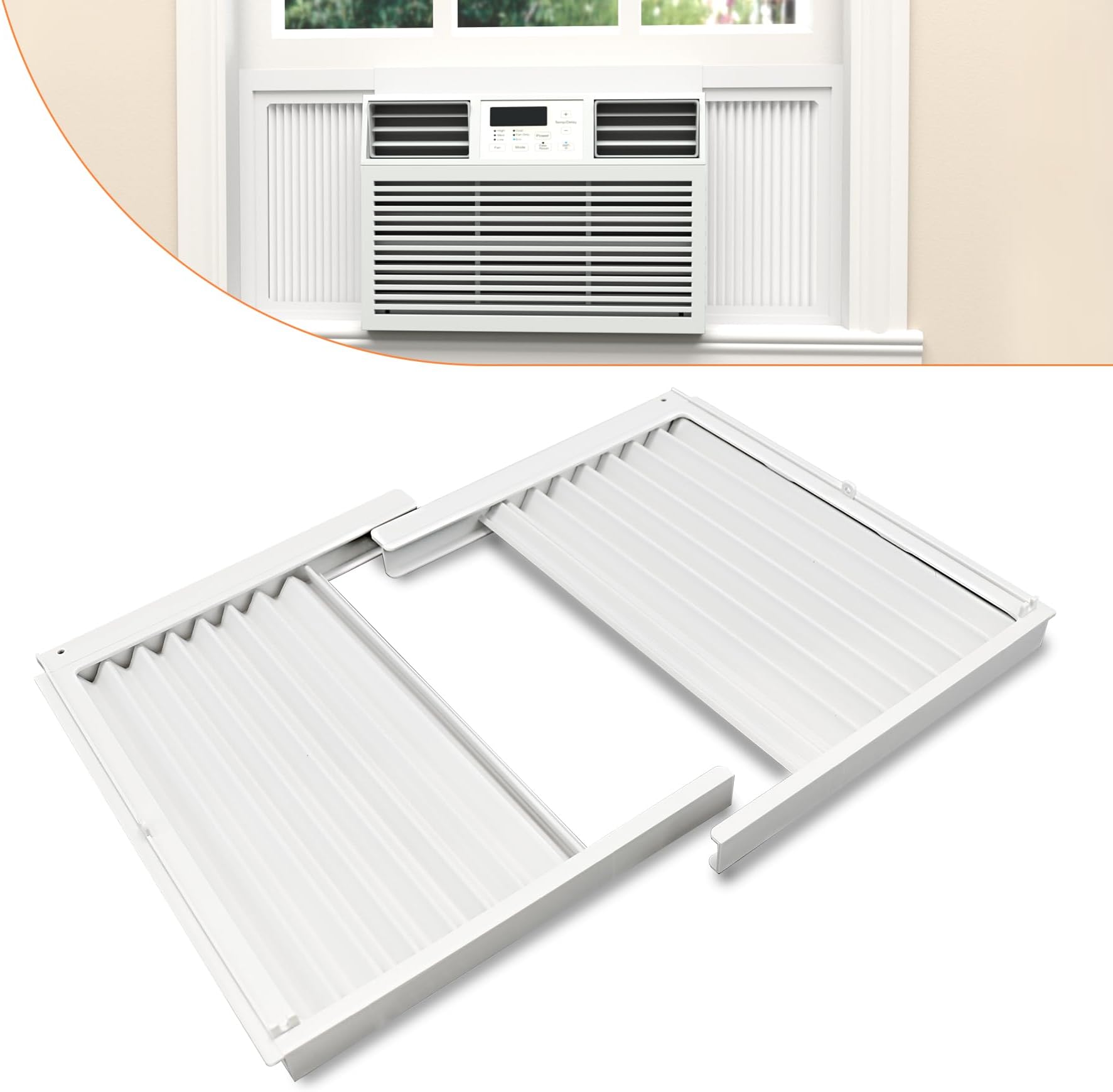 GCGOODS Window Air Conditioner Side Panels with Frame, Adjustable Window AC Side Panel Kit, Universal Fits for 8,000 BTU Window Air Conditioner Units, Window AC Side Panel with Frame