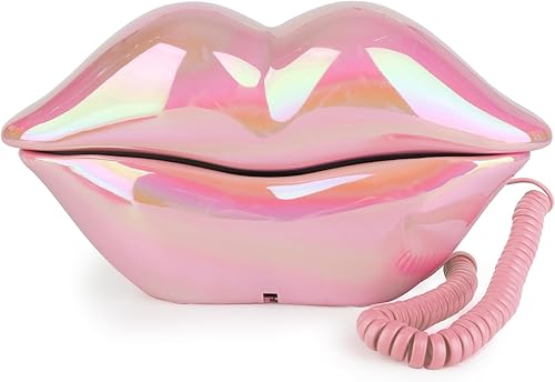 Sangyn Teléfono de labios con cable, teléfono con cable novedoso, teléfono con cable con forma de dibujos animados, teléfono fijo real para el