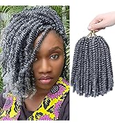 YESEGO Spring Twist Crochet Hair 8 Inch Fluffy Grey Spring Twists Braiding ,Spring Twist Crochet ...