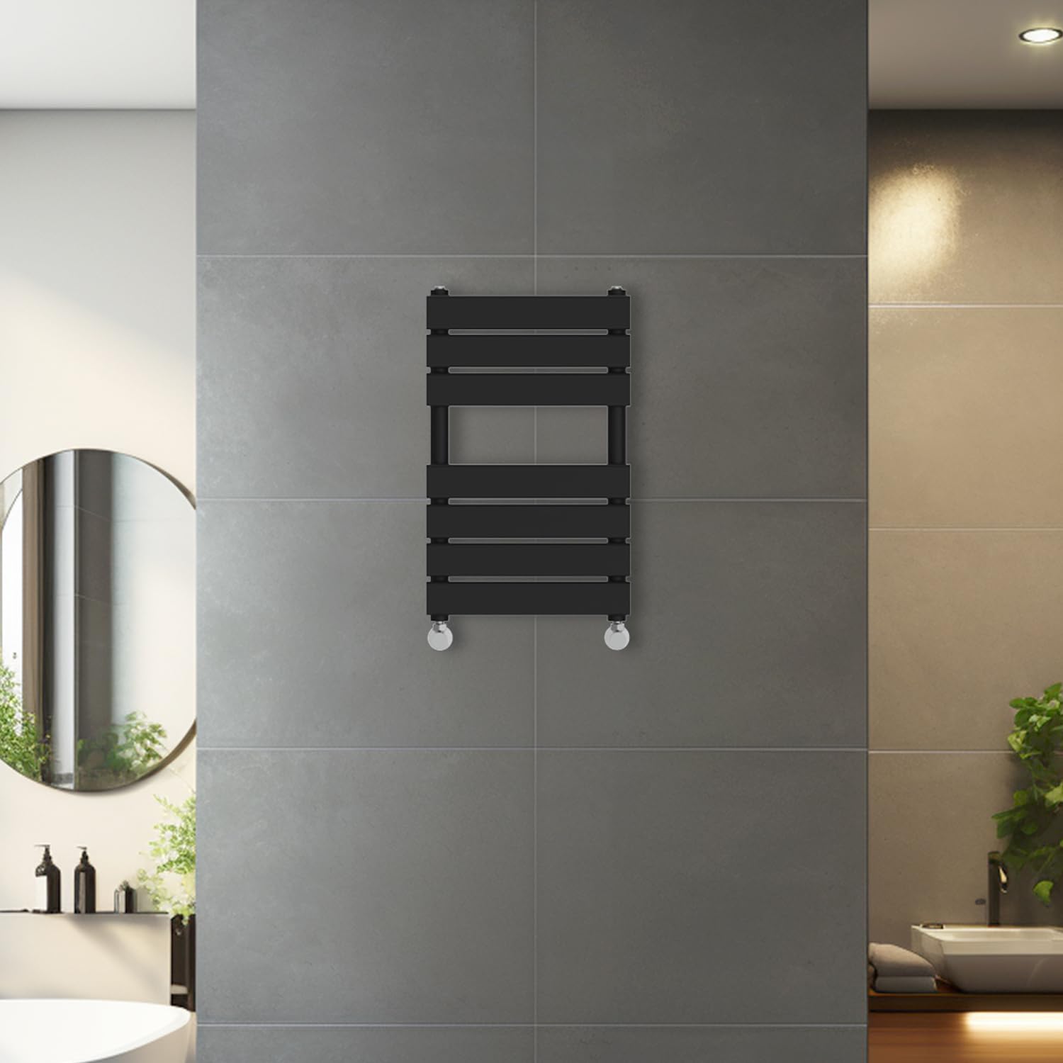 Blümme Black 650 X 400Mm Heated Towel Rail Radiator Central Heating Modern Flat Panel Bathroom Warmer Wall Mounted Ladder Rad