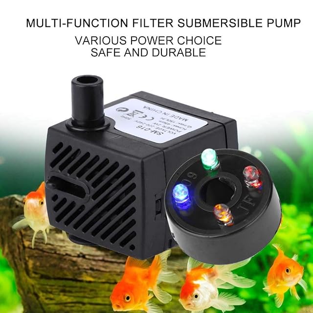 Foto 2 de 8 de Pssopp Bomba de agua sumergible de 2 W con 4 luces LED para fuentes, piscinas, estanques de jardín, acuarios…