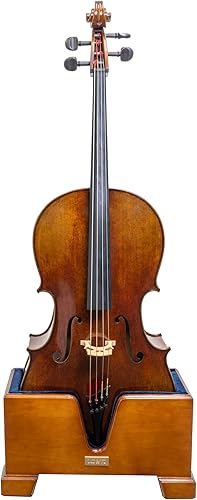 Miniatura 5 de MI&VI - Soporte clásico de madera para violonchelo 44, tamaño matrimonial, cojín de felpa de terciopelo azul persa soporte de madera para