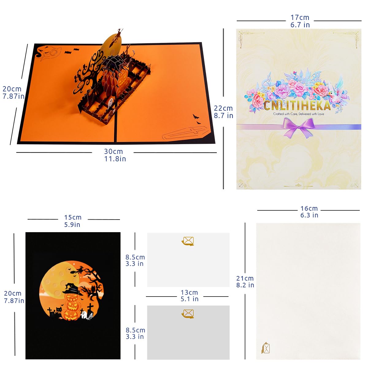 CNLITIHEKA Spook Pumpkin Halloween Cards, Pop Up Halloween Cards, Pumpkin Card, 3D Halloween Greeting Cards for Kids Family - Image 2