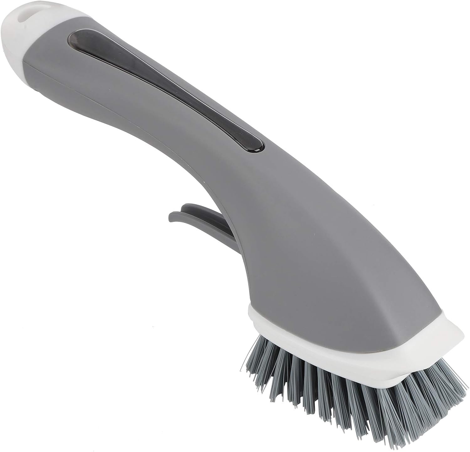 Dish Brush with Soap Dispenser, Long Handle Cleaning Brush for Kitchen Pan Pot Sink and Dish Washing(Gray)