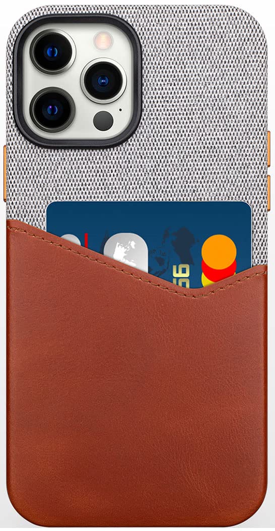 Lopie [Sea Island Cotton Series] iPhone 12 Pro Max Card Case (Holds 2 Cards, Slim Profile) - Leather iPhone 12 Pro Max Case with Card Holder - Minimal Design iPhone 12 Pro Max Wallet Case - Brown