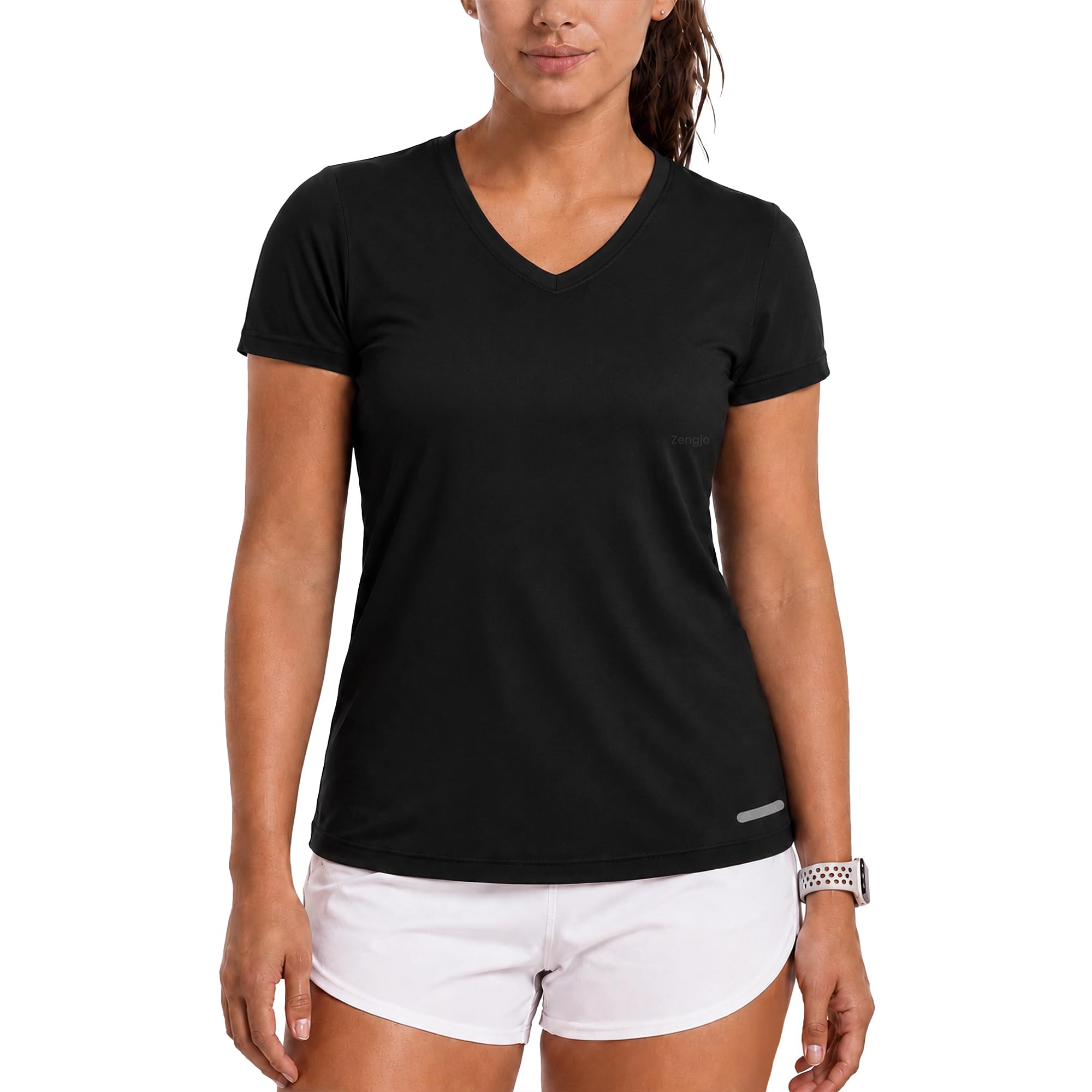Women's Running Shirts Quick Dry Short Sleeve V-Neck Athletic Tee