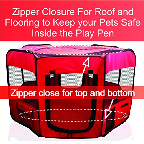 ToysOpoly Pet Playpen 45" Indoor/Outdoor Cage. Best Exercise Kennel for Your Dog, Cat, Rabbit, Puppy, Hamster or Guinea Pig. Portable Pen for Easy Travel (Maroon) - Thumbnail 6
