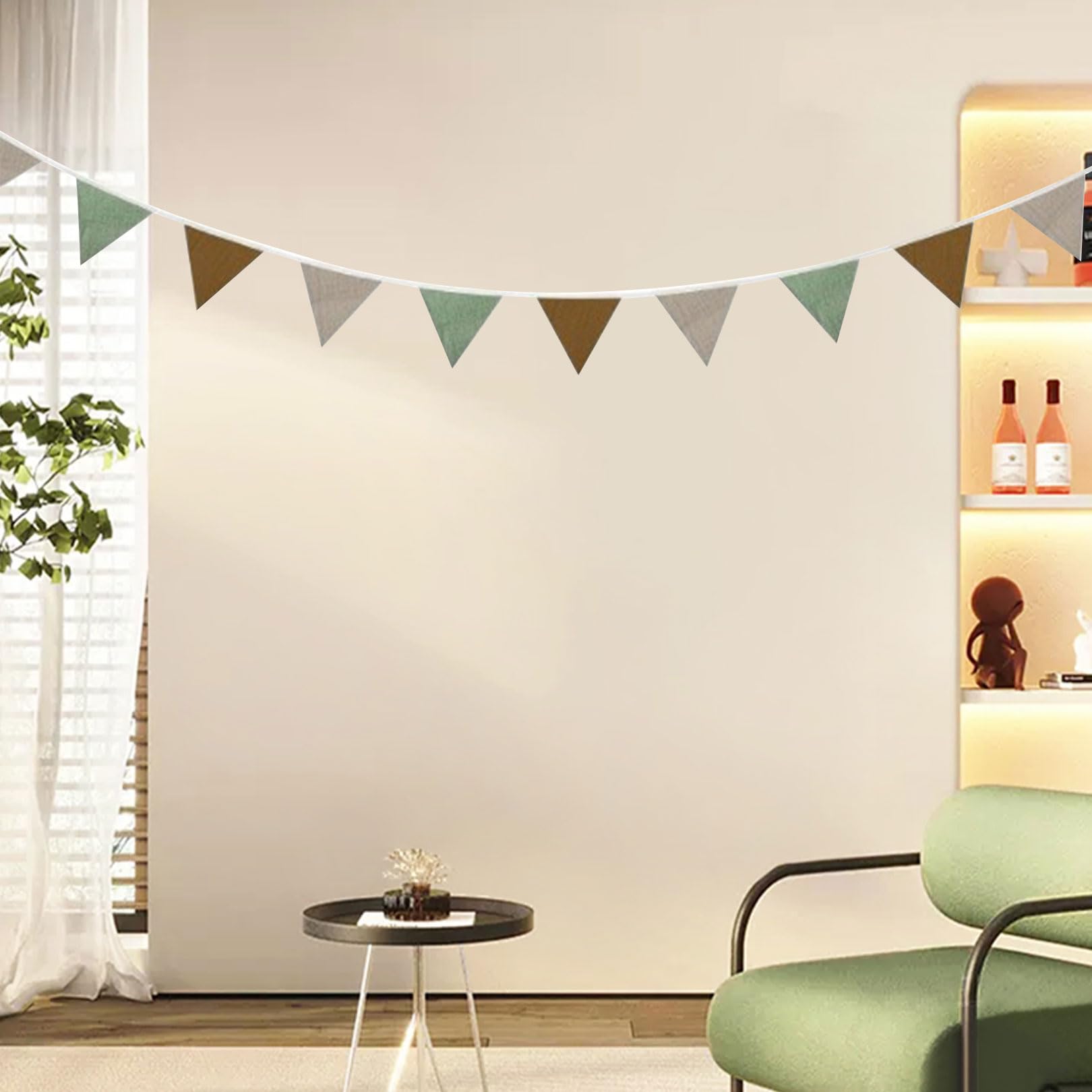 Bandierine Decorativa Per Cameretta - Ghirlanda Triangolare Verde Morandi - Foto 2