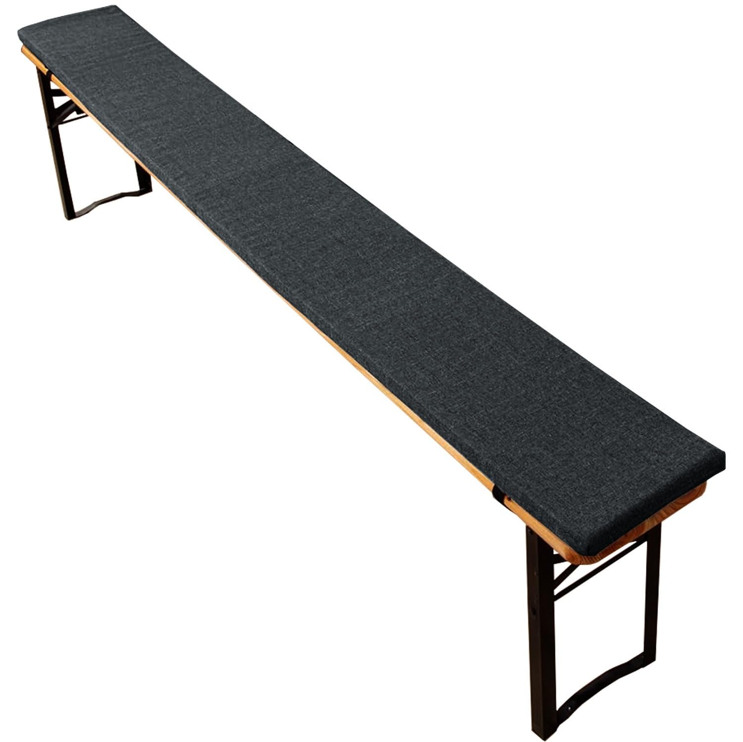 Cuscini Imbottiti per Panchine da Birra, 170x23 180x23, 200x30 220 x 25 x 3 cm, Antiscivolo Lavabile Rimovibile Cuscino Panche per Set di Tende da Festa(Grigio scuro,200x35x3cm)