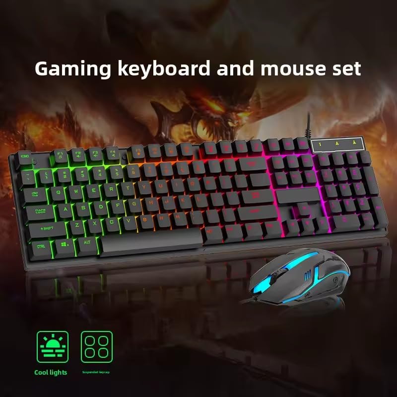 Combo gaming Rainbow con teclado de diseño duradero contra el desgaste 5