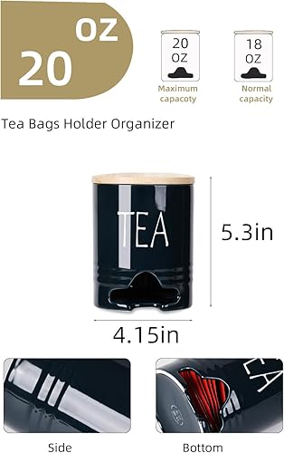 Miniatura 10 de Soporte para bolsitas de té de granja con tapa, dispensador de bolsas de té de cerámica para encimera, organizador de bolsas de té, contenedor de