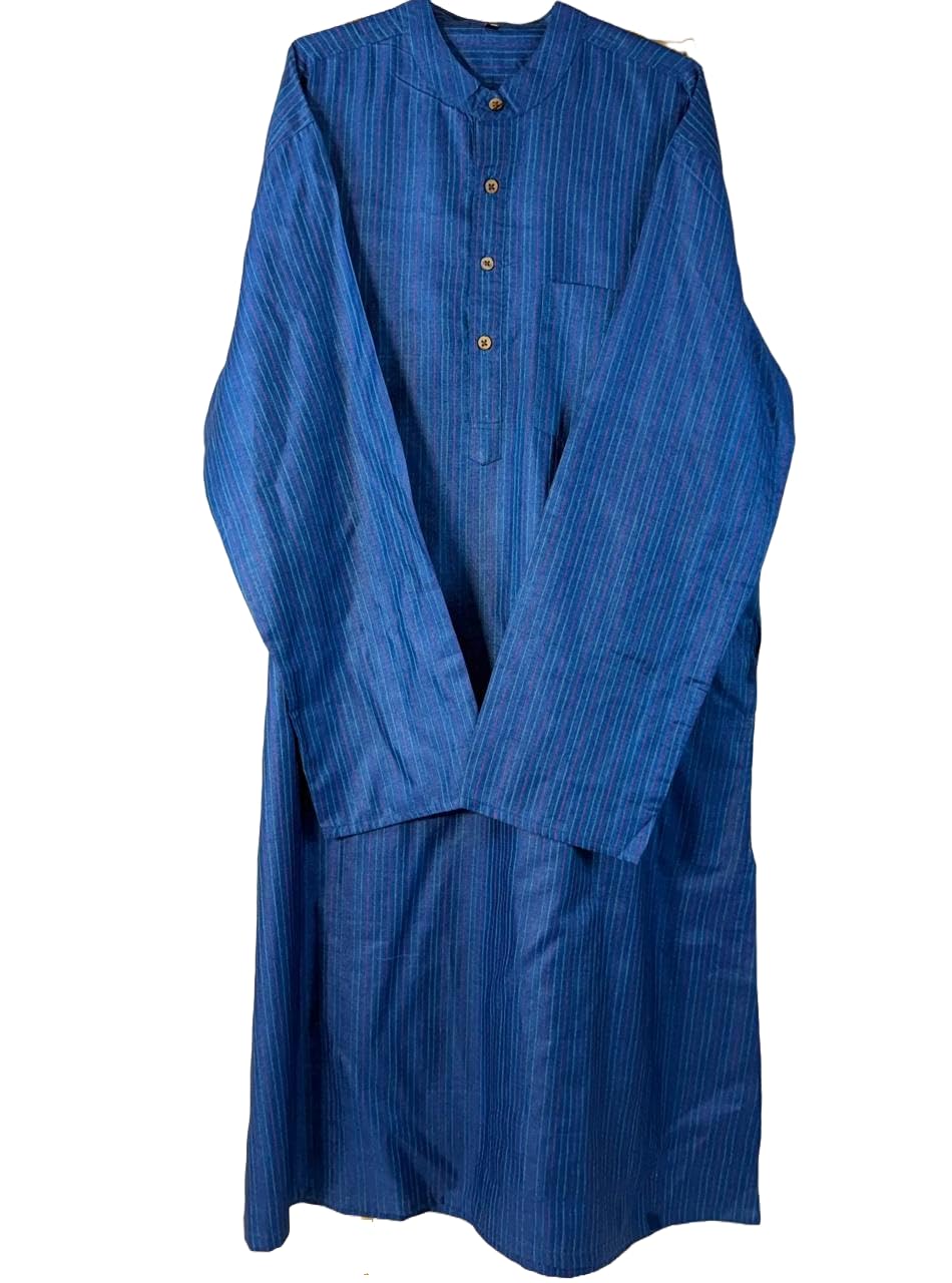 ratnam's designer boutique Ratnam's Natural Tasar Silk Men's Kurta – Traditional Handwoven | Natural dye | Blue | Liner Design | Comfort Fit-picture-25