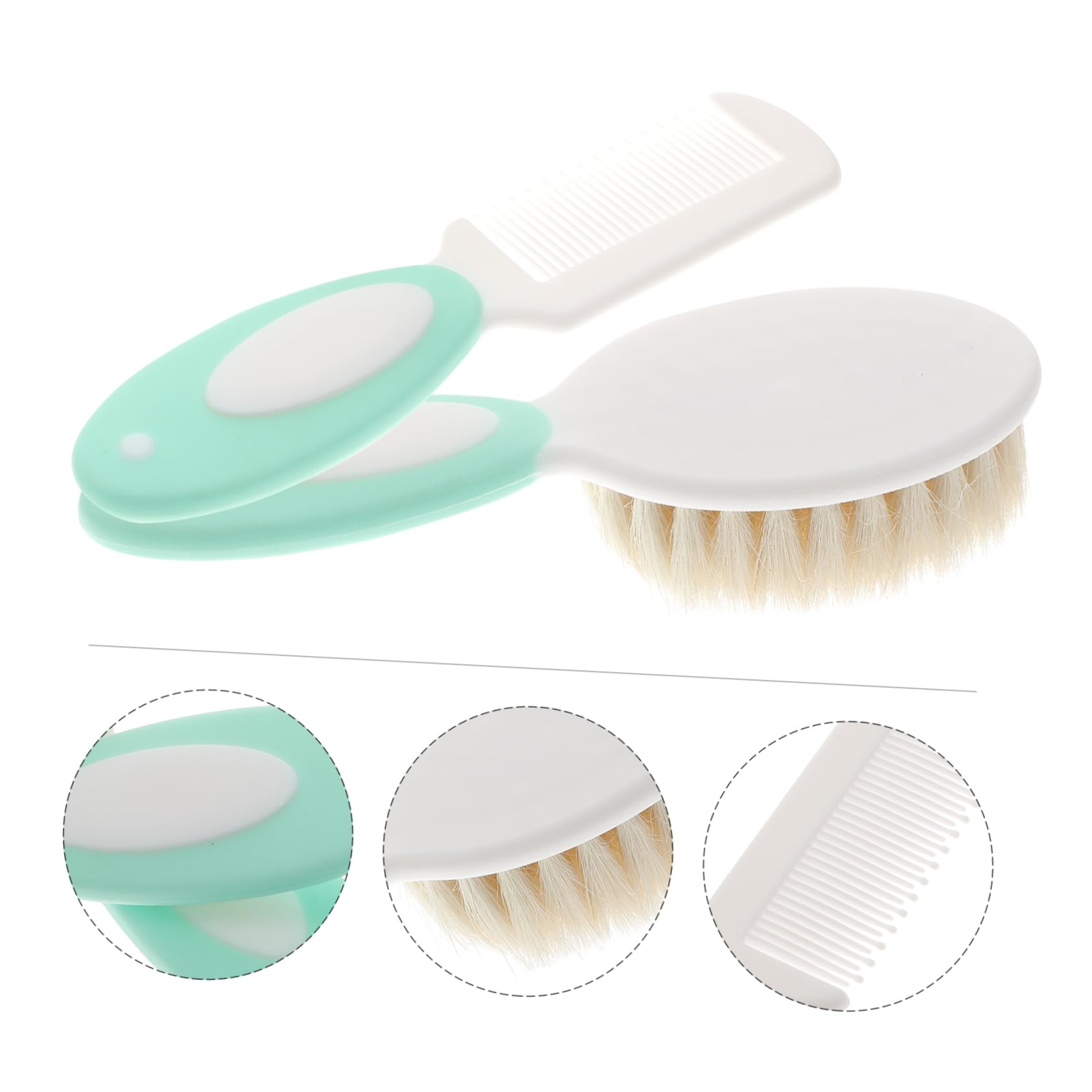 Vaguelly Baby Hair Brush Comb Set 1 Set Practical Wool Shampoo Brush for Newborns Scalp Massage Tools Natural Hair Care Products