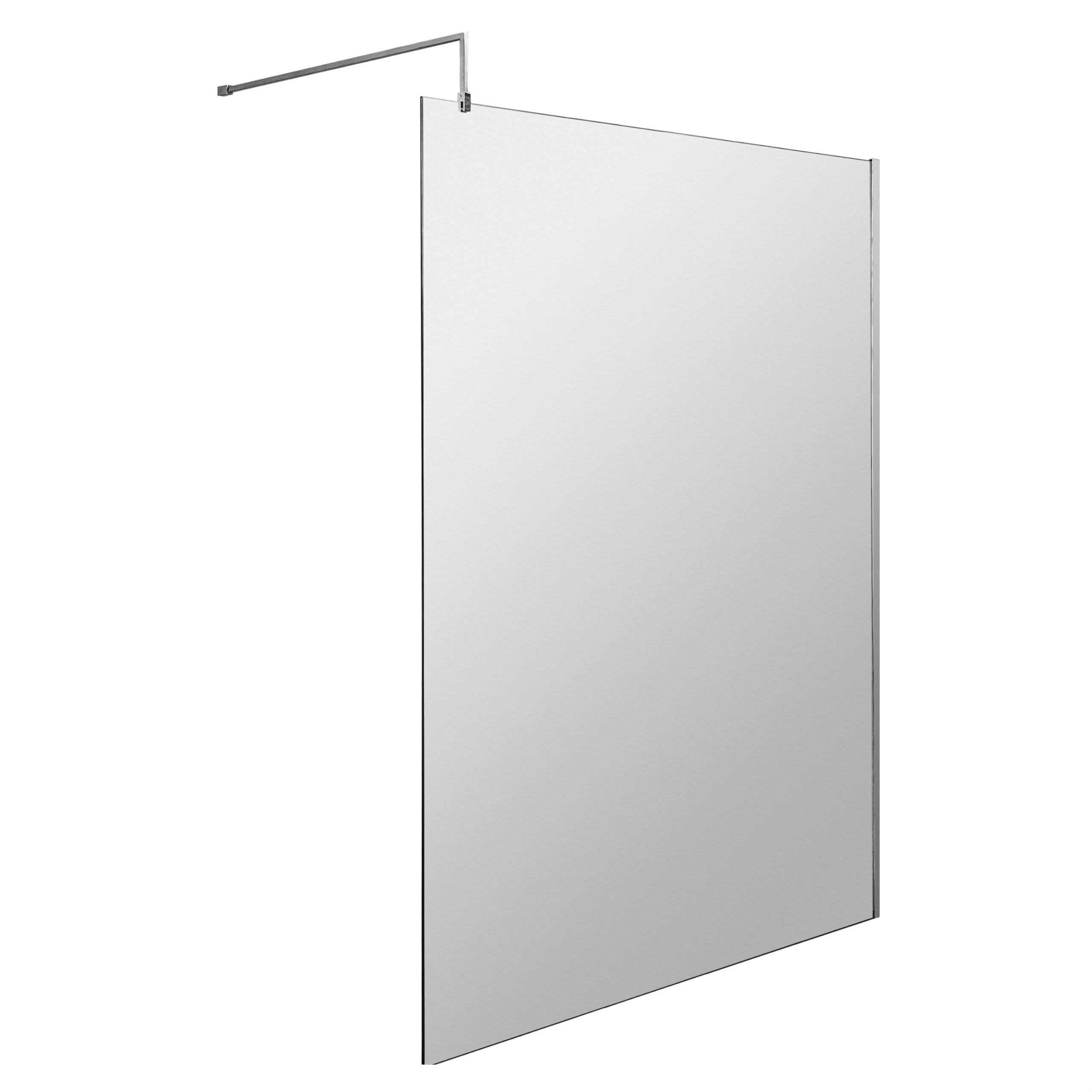 Balterley Wetroom Shower Screen with Support Bar, Glass Shower Screen for Wet Room and Bathroom, 8mm Toughened Safety Glass Screens, Reversible Wetroom Screens - 1198 x 1950mm (Chrome)