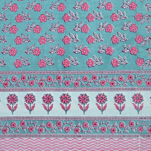 Image of 100% Cotton Single Bedsheet with 1 Pillow Cover | 240 TC Pure Cotton Flat Bed Sheet | Traditional Jaipuri Printed Bedding Set | Soft & Breathable | 60 x 90 Inch (Rangmahal Single 11)