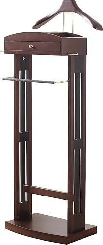 Proman Products Milan VL16226 - Soporte de valet con cajón, bandeja superior, colgador de contorno, barra de pantalones, ganchos para cinturón y